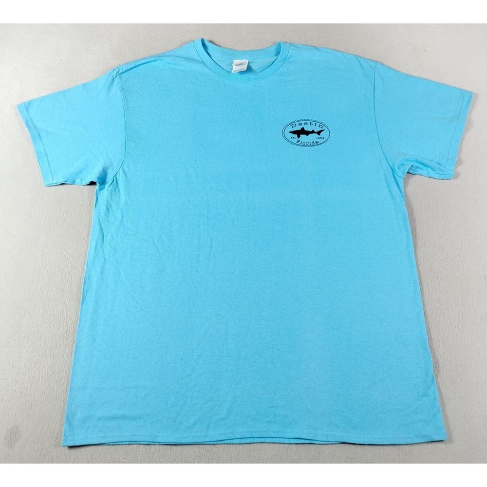 Delta Pro Weight Destin Florida Shirt Mens XL Blue Shark Graphic Tee Beach